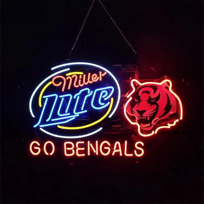 Miller Lite Cincinnati Go Bengals Neon Light Sign