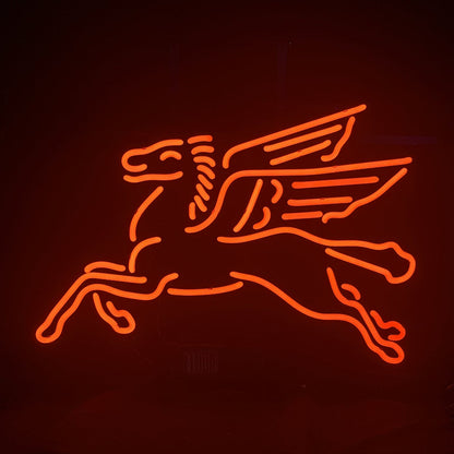 Mobilgas Flying Horse Red Neon Sign Light Glass